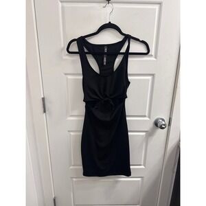Victoria Sport Black Ribbed Cut Out Tie Front Racerback Mini Dress XS